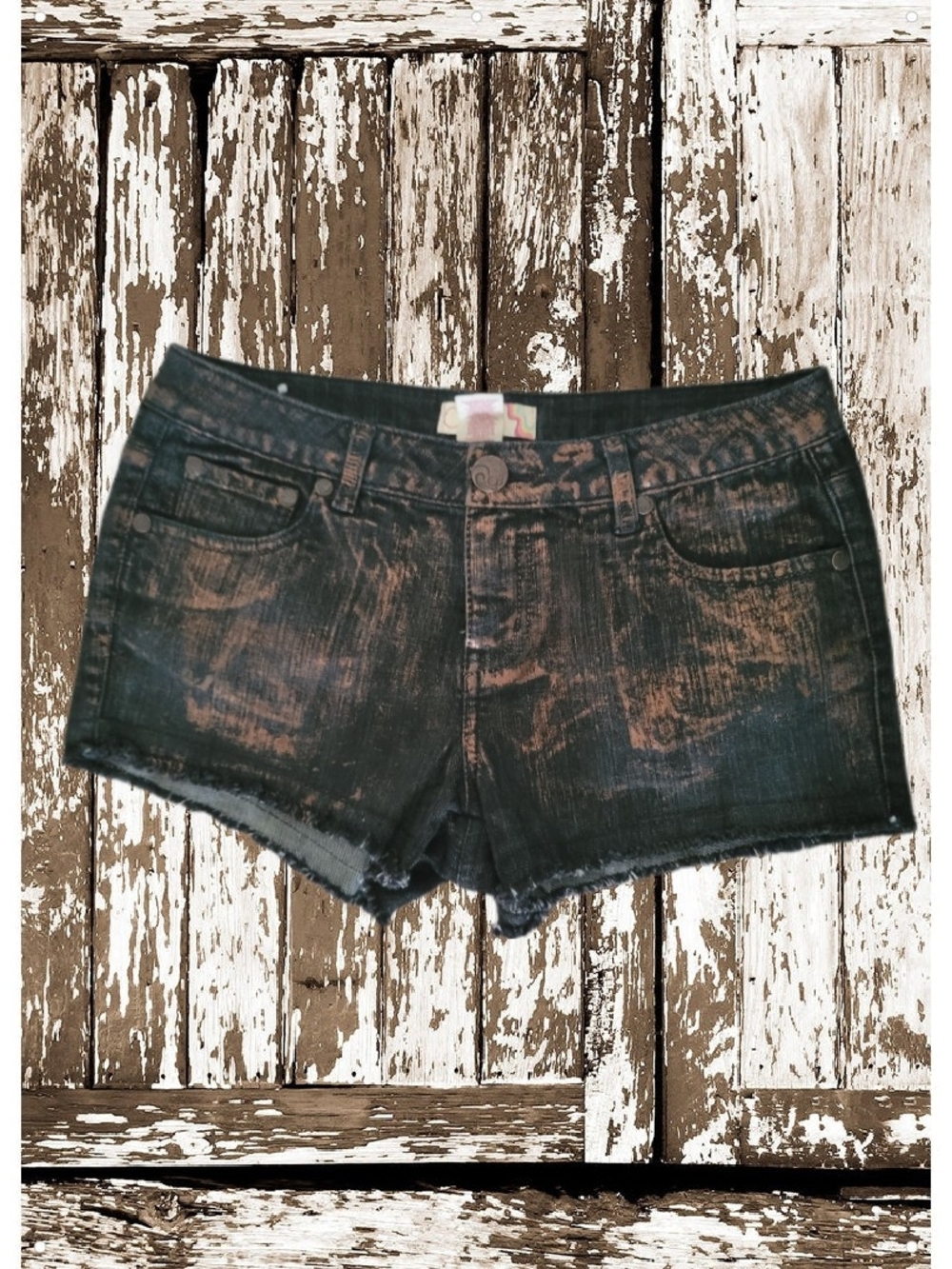 OP Women's Black Denim Shorts with Copper Wash